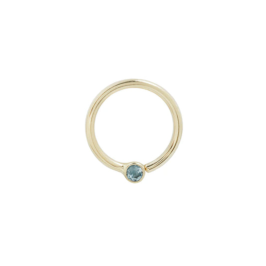 Fixed Bezel Bead Ring - London Blue Topaz